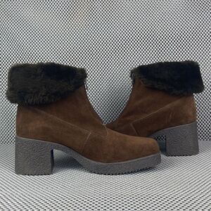 Grand Canadian Boots Womens 9.5 Brown Ankle Boots Block Heel Made In Canada